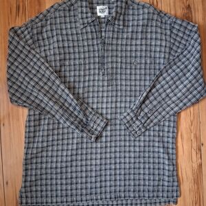 90's Vintage River Washed Jeans Half Zip Plaid Shirt Size M
